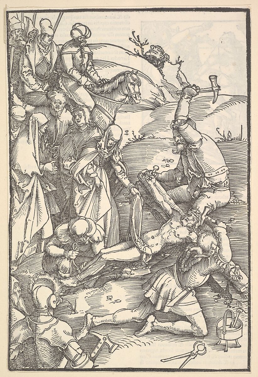 Christ Nailed to the Cross; verso: Christ Nailed to the Cross, from Speculum Passionis Domini Nostri Ihesu Christi, Hans Baldung (called Hans Baldung Grien) (German, Schwäbisch Gmünd (?) 1484/85–1545 Strasbourg), Woodcut and letterpress 