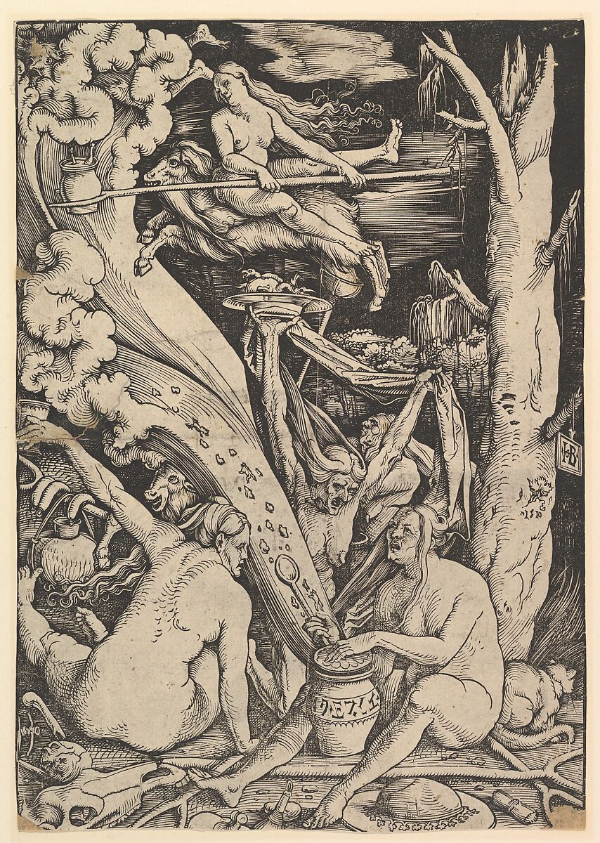 The Witches, Hans Baldung (called Hans Baldung Grien) (German, Schwäbisch Gmünd (?) 1484/85–1545 Strasbourg), Woodcut; first of two states 
