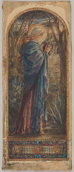 Mary Magdalene at the Sepulchre: Design for a Stained Glass Window, Designed and drawn by D. Maitland Armstrong (American, Newburgh, New York 1836–1918 New York), Watercolor and pen and ink 
