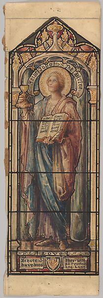 St. John the Divine, Representing Love: Design for a Stained Glass Window, First Presbyterian Church, Flemington, New Jersey (one of a set of seven), Designed and drawn by D. Maitland Armstrong (American, Newburgh, New York 1836–1918 New York), Watercolor and pen and ink 