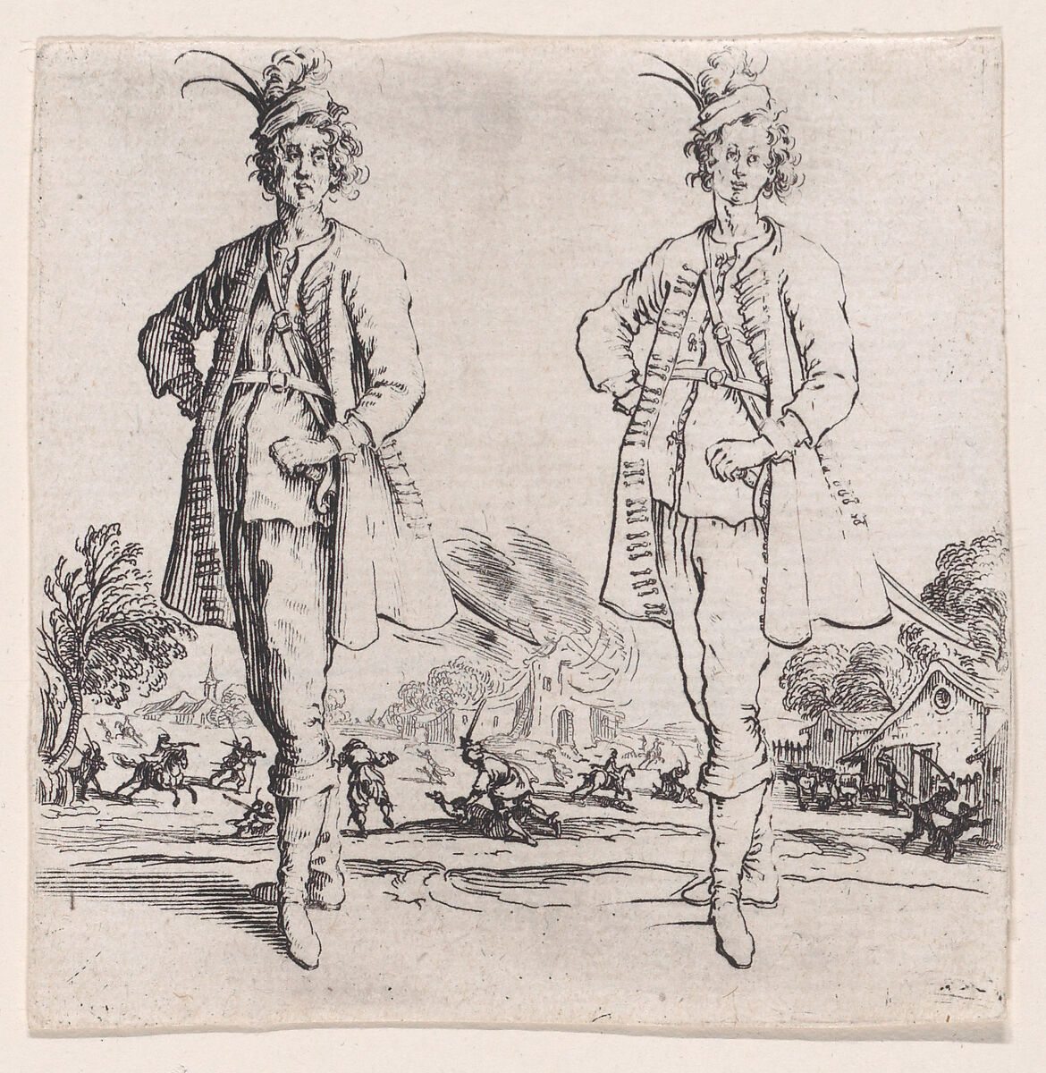 Le Turc vu de Face, La Main Droite Posée sur la Hanche (Front View of the Turk, Right Hand Placed on Hip), from "Varie Figure" (Various Figures), After Jacques Callot (French, Nancy 1592–1635 Nancy), Etching; second state of three (Lieure) 