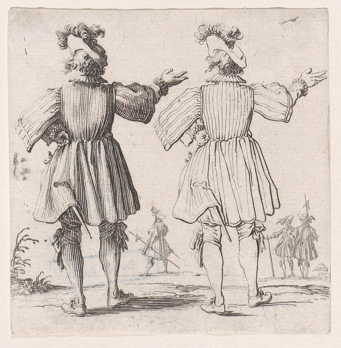 L'Officier a la Collerette Vu de Dos (The Officer with the Hackle Seen from Behind), from "Varie Figure" (Various Figures), After Jacques Callot (French, Nancy 1592–1635 Nancy), Etching; first state of three (Lieure) 