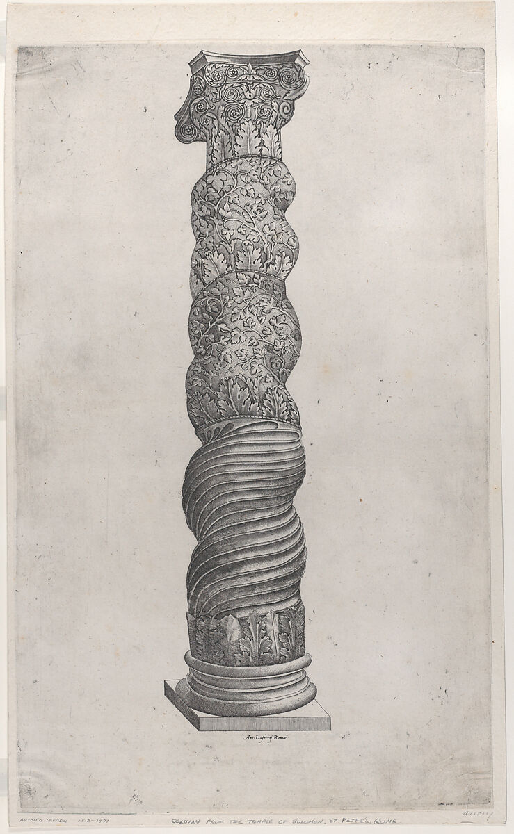 Winding Column from Saint Peter's, Rome, Anonymous, Italian, 16th century, Engraving