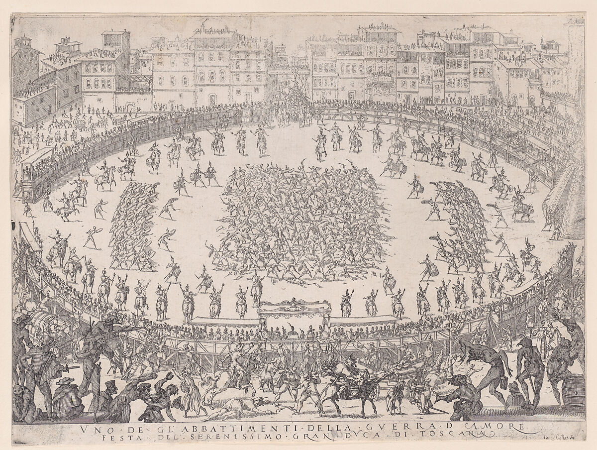 Le Combat des Sections d'Infantrie (The Battle of the Sections of Infantry), from "La Guerre d'Amour" (Guerra d'Amore) (War of Love), After Jacques Callot (French, Nancy 1592–1635 Nancy), Etching; first state of three (Lieure) 