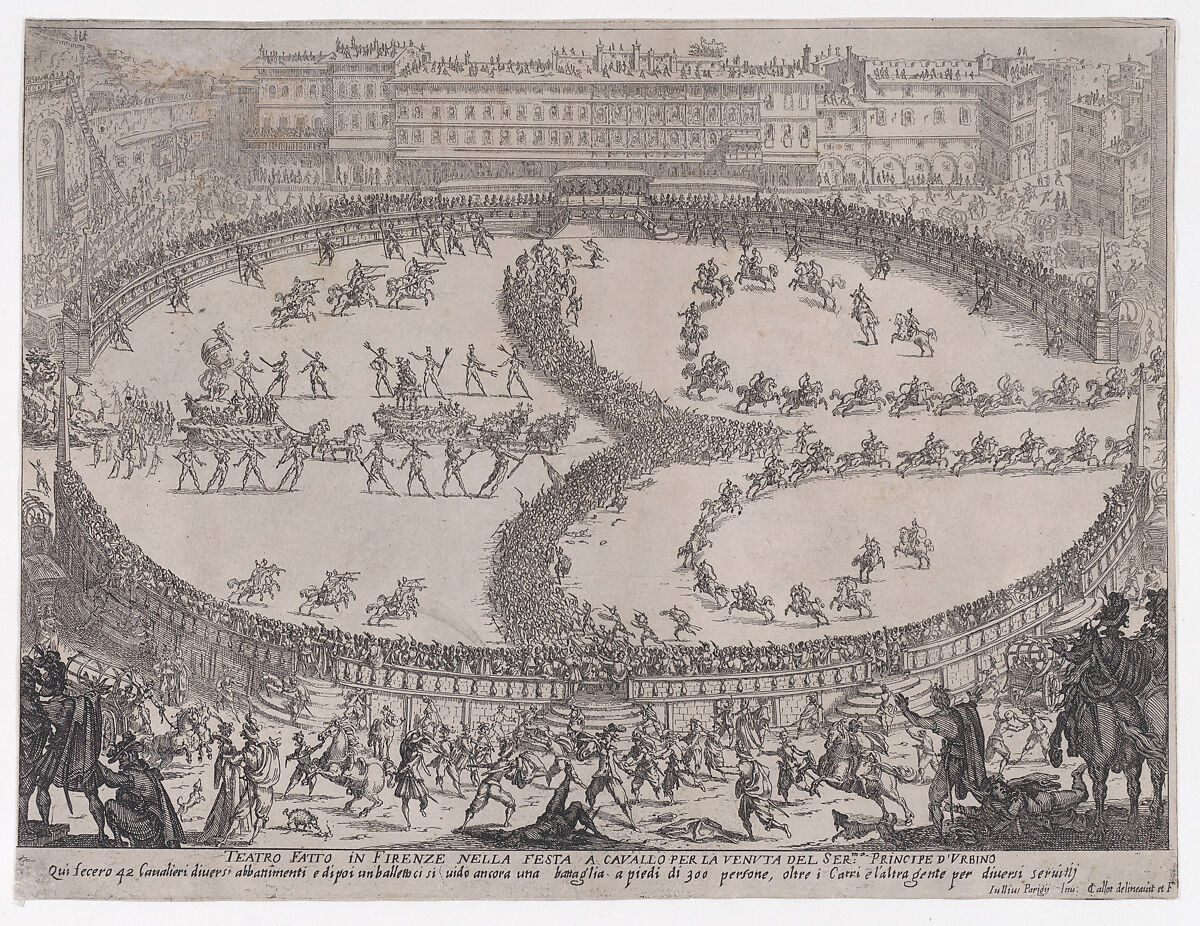 Vue d'Ensemble de la Fête (View of the Ensemble of the Festival), from Guerre de Beaute (Guerra di Bellezza) (War of Beauty), Jacques Callot (French, Nancy 1592–1635 Nancy), Etching; first state of two (Lieure) 
