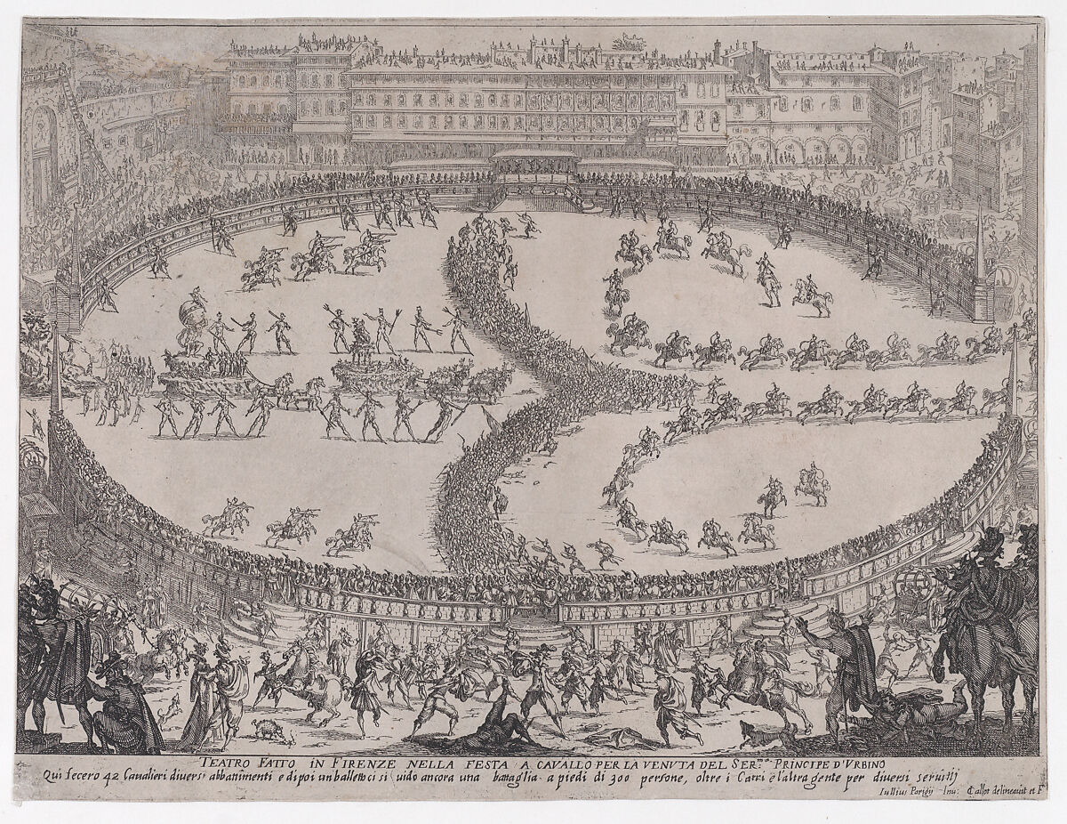 Vue d'Ensemble de la Fête (View of the Ensemble of the Festival), from Guerre de Beaute (Guerra di Bellezza) (War of Beauty), Jacques Callot  French, Etching; first state of two (Lieure)