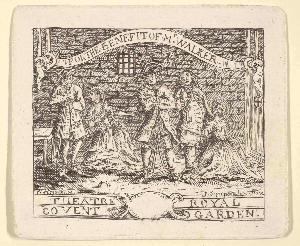 Benefit Ticket for Walker, Formerly attributed to William Hogarth (British, London 1697–1764 London), Etching 