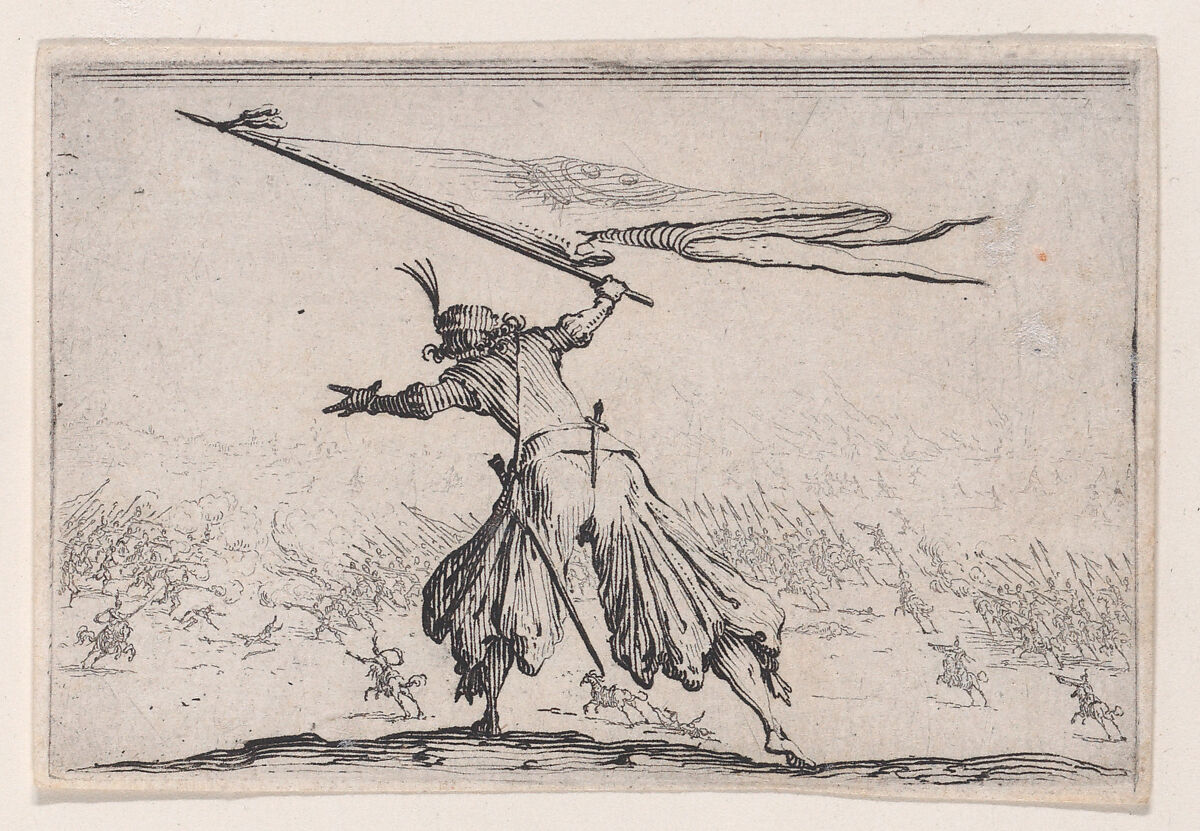 Le Porte-Étendard (The Standard Bearer), from Les Caprices Series A, The Florence Set, Jacques Callot (French, Nancy 1592–1635 Nancy), Etching 