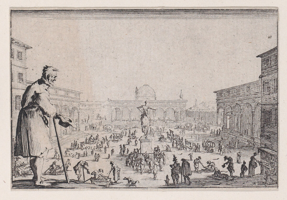 Le Marché de la Place de L'Annonciade a Florence (The Marketplace of L' Annunziata in Florence), from Les Caprices Series A, The Florence Set, Jacques Callot (French, Nancy 1592–1635 Nancy), Etching 
