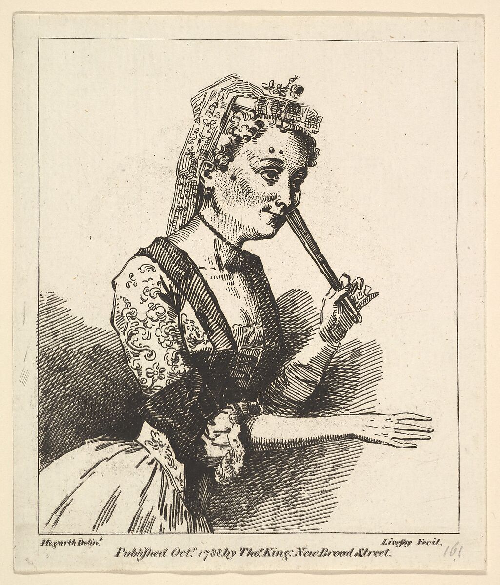Surprised Woman from Hogarth's "Morning", Richard Livesay (British, 1750–1826 Southsea, near Portsmouth, Hampshire), Etching 
