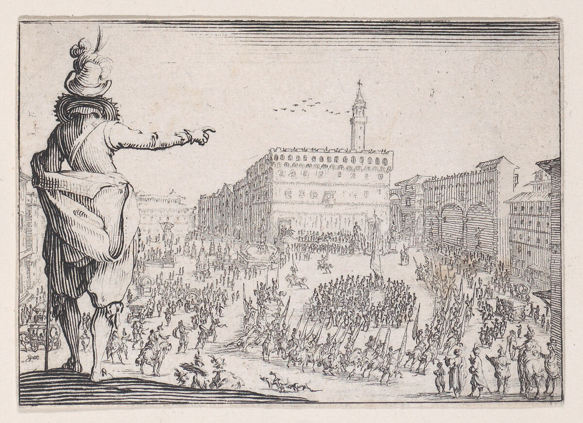 Une Fête sur la Place de la Signoria a Florence (A Festival on the Piazza della Signoria in Florence), from Les Caprices Series A, The Florence Set, Jacques Callot (French, Nancy 1592–1635 Nancy), Etching 