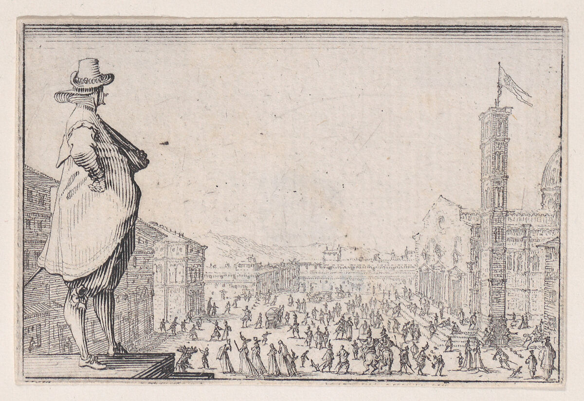 La Place du Dome a Florence (Piazza del Duomo in Florence), from Les Caprices Series A, The Florence Set, Jacques Callot (French, Nancy 1592–1635 Nancy), Etching 