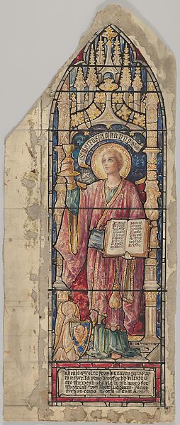 Saint John: Design for a Stained Glass Window, Christ's Church, Marlborough, New York, Designed and drawn by Helen Maitland Armstrong (American (born Italy), Florence 1869–1948 New York), Watercolor and pen and ink 