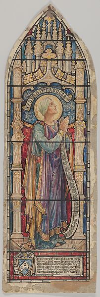 The Prophet Isaiah: Design for a Stained Glass Window in Memory of Dwight Braman, Christ's Church, Marlborough, New York, Designed and drawn by Helen Maitland Armstrong (American (born Italy), Florence 1869–1948 New York), Watercolor and pen and ink 