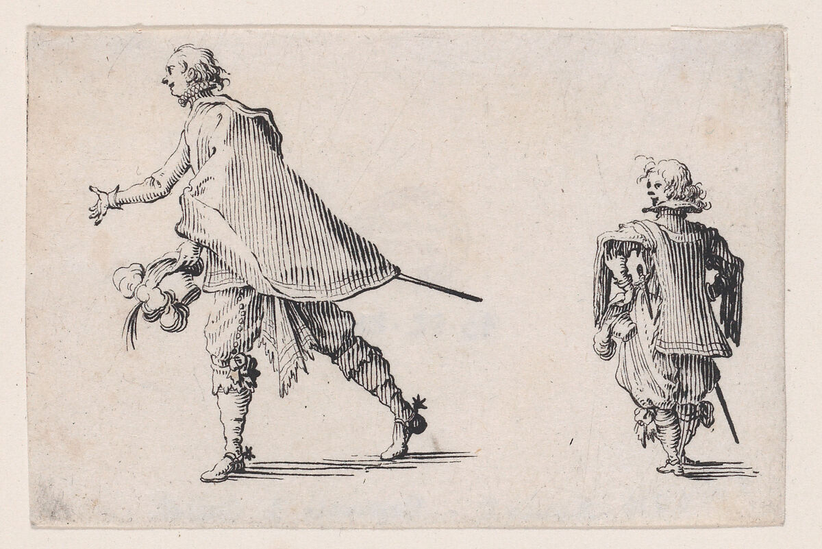 Un Gentilhomme et son Page (A Gentleman and his Page), from Les Caprices Series A, The Florence Set, Jacques Callot (French, Nancy 1592–1635 Nancy), Etching 