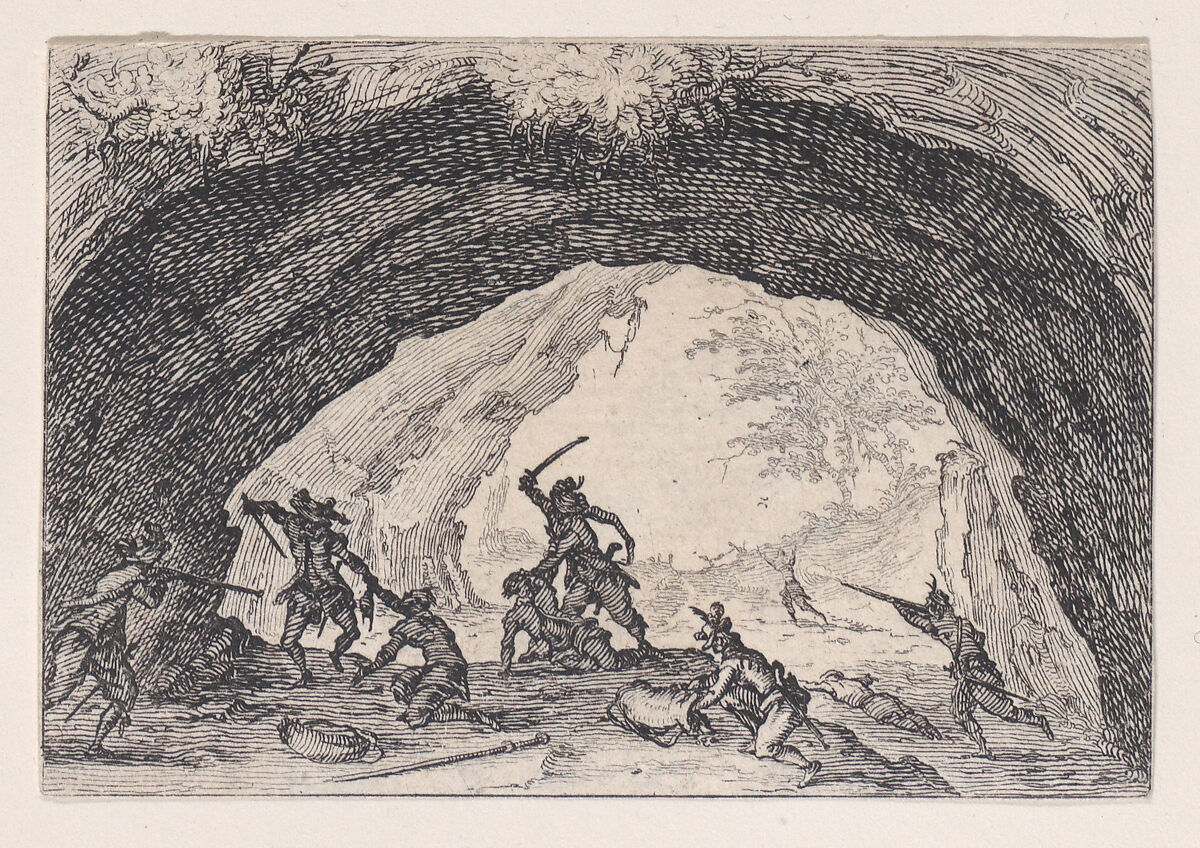 La Caverne de Brigands (The Cave of Thieves), from Les Caprices Series A, The Florence Set, Jacques Callot (French, Nancy 1592–1635 Nancy), Etching 