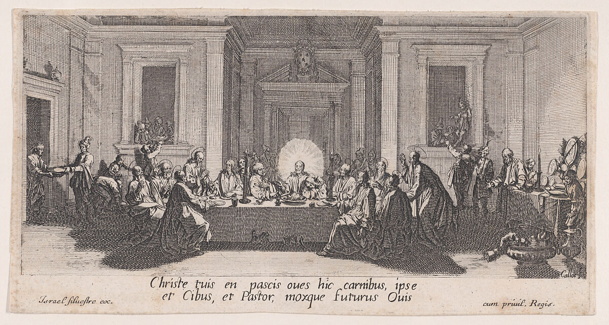 La Cêne (The Last Supper), from "La Grande Passion" (The Large Passion), Jacques Callot (French, Nancy 1592–1635 Nancy), Etching and engraving; second state of three (Lieure) 