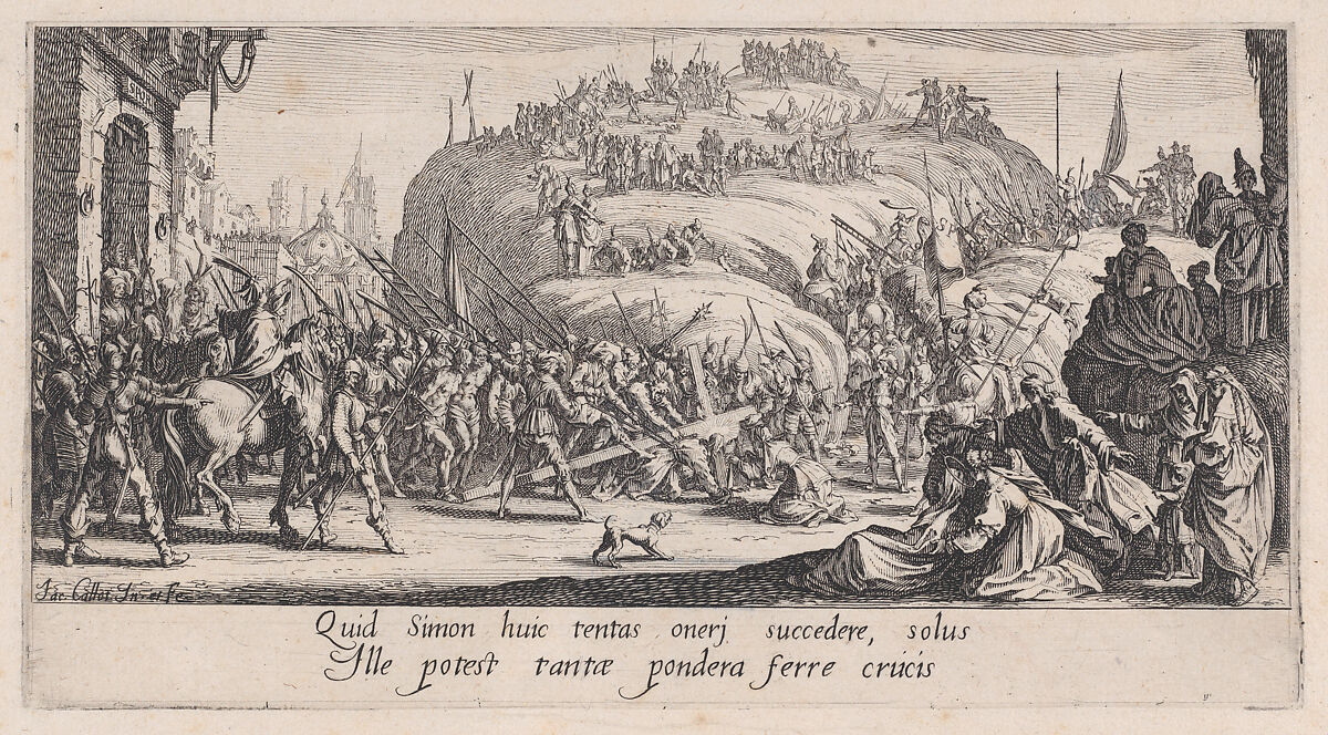 Le Portement de Croix (Christ Carrying the Cross), from "La Grande Passion" (The Large Passion), Jacques Callot (French, Nancy 1592–1635 Nancy), Etching and engraving; second state of three (Lieure) 