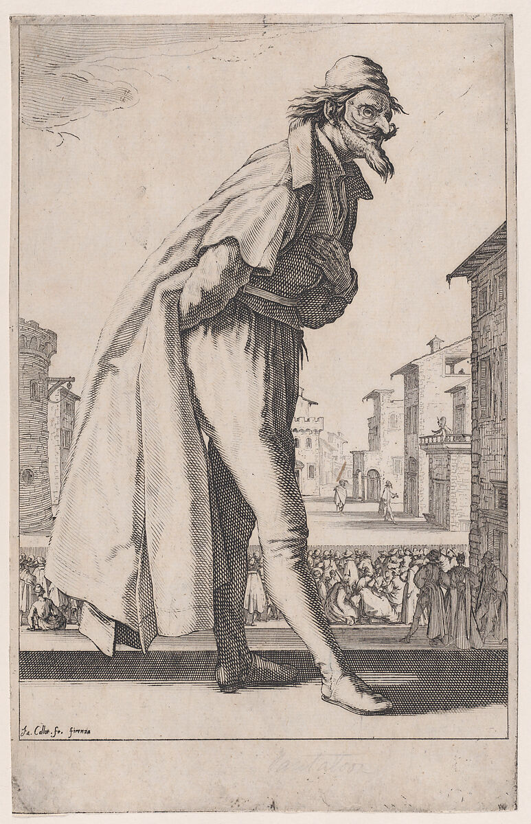 Le Pantalon ou Cassandre, from "Les Trois Pantalons pièces appélees Les Trois Acteurs" (The Three Pants also called the Three Actors), Jacques Callot (French, Nancy 1592–1635 Nancy), Etching and engraving; first state of two (Lieure) 