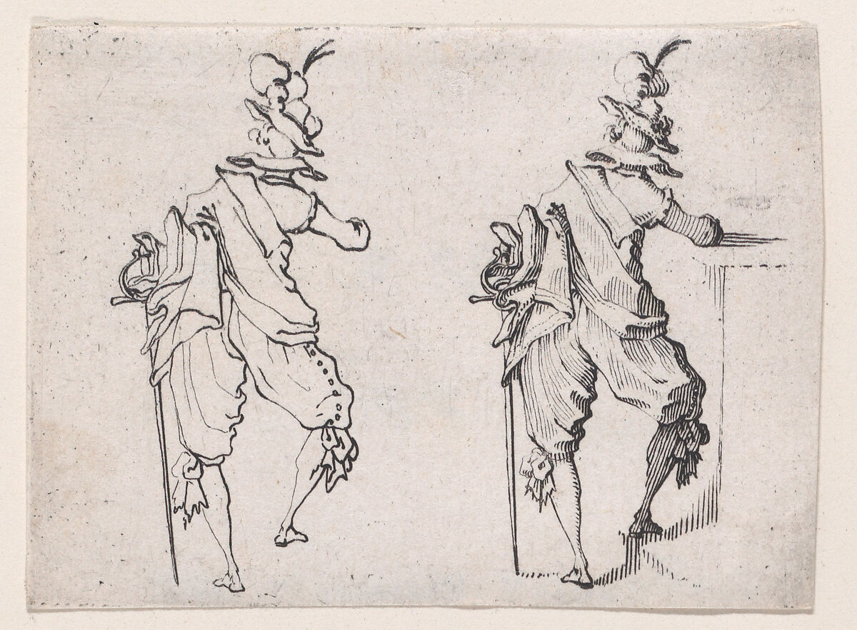L'Homme Vue de Dos Avec une Grande Épée (Man Seen from Behind with a Large Sword), from Les Caprices Series A, The Florence Set, Jacques Callot (French, Nancy 1592–1635 Nancy), Etching 