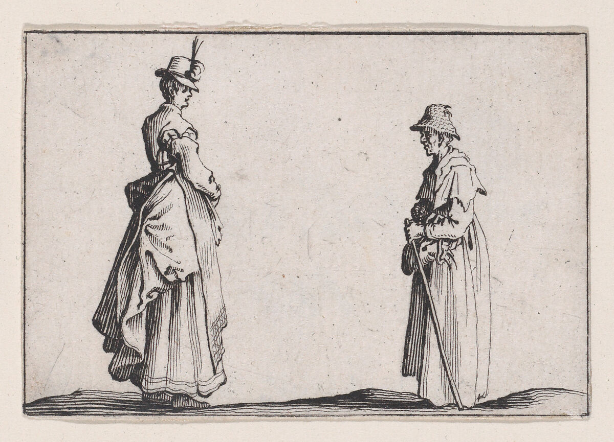 Deux Femmes De Profil (Two Women in Profile), from Les Caprices Series A, The Florence Set, Jacques Callot (French, Nancy 1592–1635 Nancy), Etching 