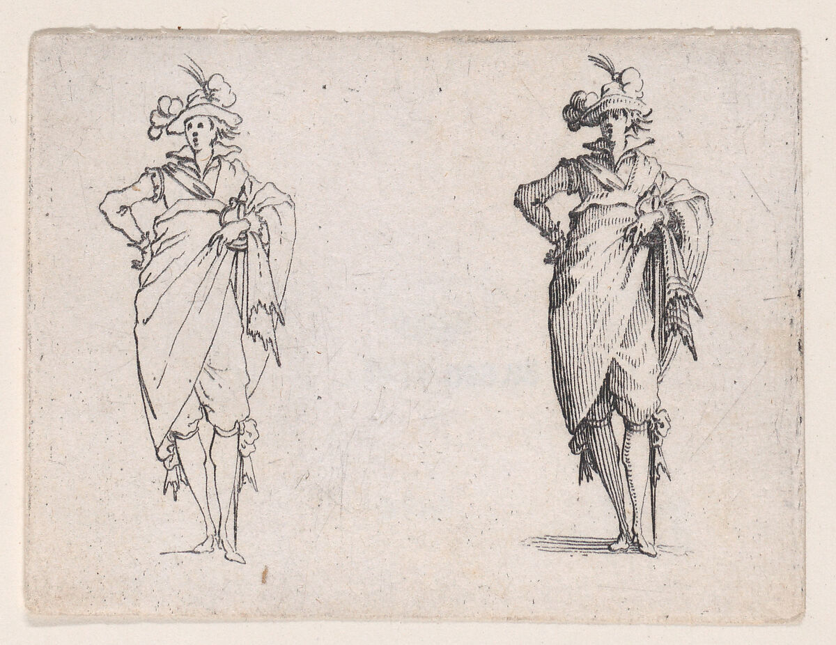 Le Gentilhomme de Face, La Main Droite Sur la Hanche (Gentleman Facing Foward, his Right Hand on his Hip), from Les Caprices Series A, The Florence Set, Jacques Callot (French, Nancy 1592–1635 Nancy), Etching 