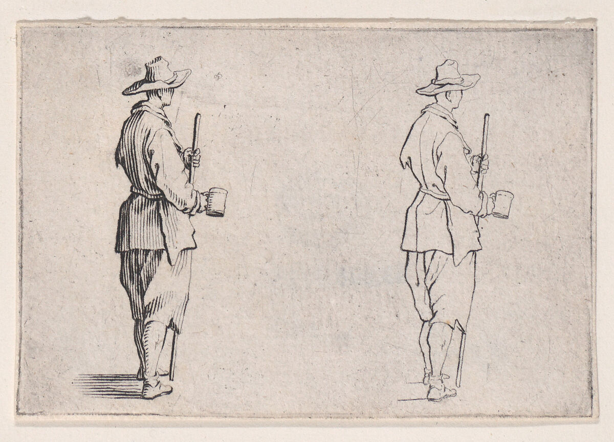 Le Paysan Tenant un Gobelet (The Peasant Holding a Cup), from Les Caprices Series A, The Florence Set, Jacques Callot (French, Nancy 1592–1635 Nancy), Etching 