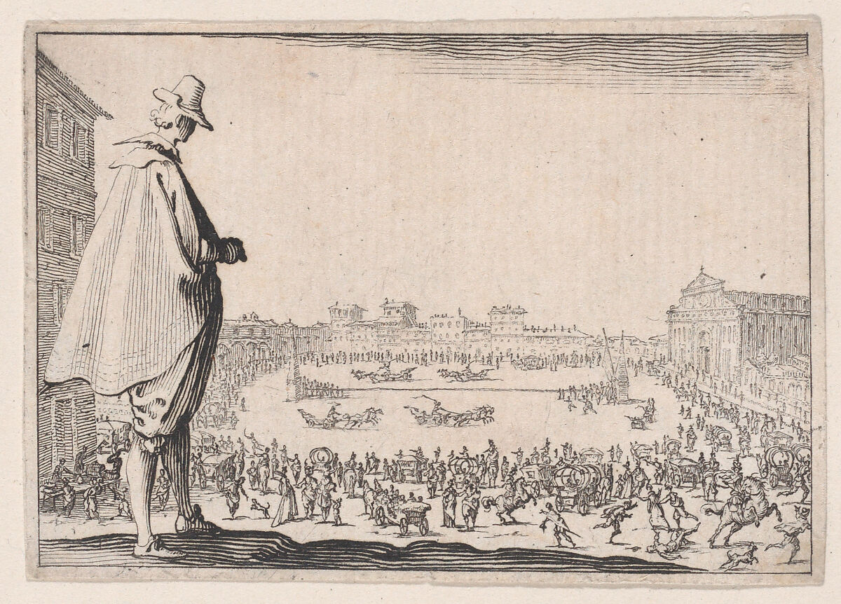 La Course de Chars sur la Place Santa Maria Novella a Florence (The Chariot Race in the Piazza Santa Maria Novella in Florence), from Les Caprices Series A, The Florence Set, Jacques Callot (French, Nancy 1592–1635 Nancy), Etching 