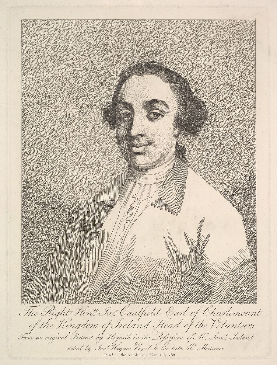 The Right Honorable James Caulfield, Earl of Charlemount of the Kingdom of Ireland, Head of the Volunteers, Joseph Haynes (British, 1760–1829), Etching 