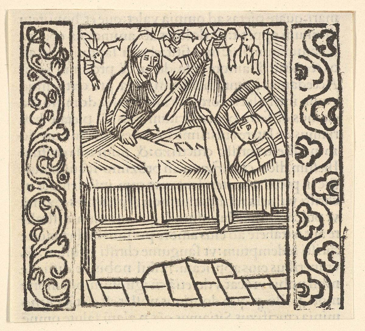 Caring for the Dead, illustration from Speculum Passionis, 1507, Hans Baldung (called Hans Baldung Grien) (German, Schwäbisch Gmünd (?) 1484/85–1545 Strasbourg), Woodcut with letterpress text verso 