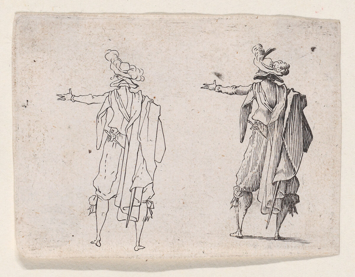 Reverse Copy of L'Homme vu de Dos, La Main Droit Tendue (Man Viewed from Behind, His Right Hand Extended), from "Les Caprices" Series A, The Florence Set, Anonymous, Etching 
