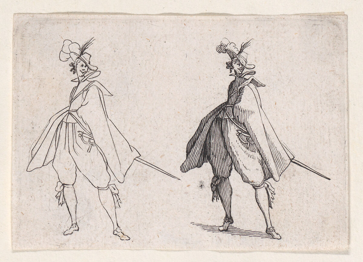 Copy of Le Gentilhomme au Grand Manteau, Vu de Face (Gentleman with a Large Mantle, Viewed from the Front), from "Les Caprices" Series A, The Florence Set, Anonymous, Etching 