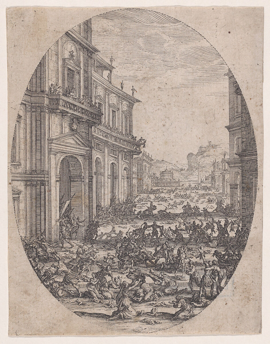 Plate 1, from "Le Massacre des Innocents" (The Massacre of the Innocents), Jacques Callot  French, Etching and engraving; first state of two (Lieure)