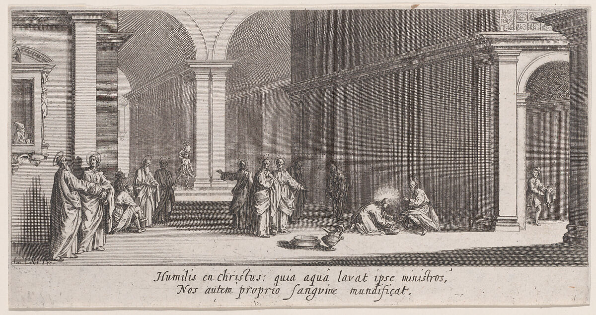 Le Lavement des Pieds (The Washing of the Feet), from "La Grande Passion" (The Large Passion), Jacques Callot (French, Nancy 1592–1635 Nancy), Etching and engraving; second state of four (Lieure) 
