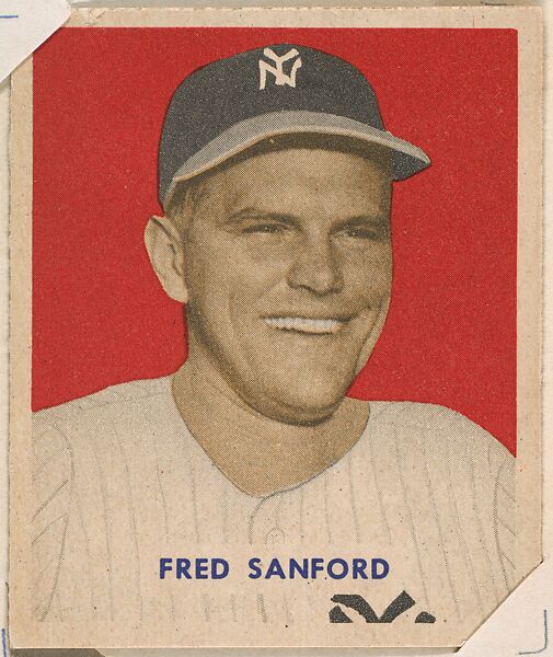 Fred Sanford, part of the 1949 Bowman Baseball series (R406-2) issued by Bowman Gum Company., Bowman Gum Company, Commercial color lithograph 
