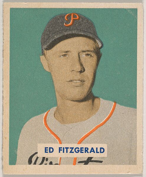 Ed Fitzgerald, part of the 1949 Bowman Baseball series (R406-2) issued by Bowman Gum Company., Bowman Gum Company, Commercial color lithograph 