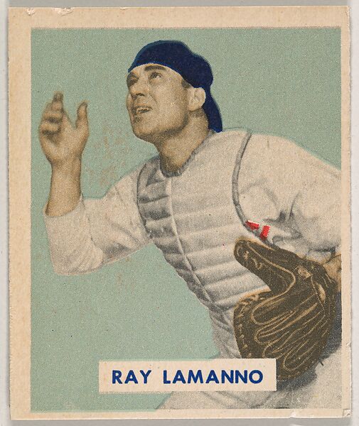 Ray Lamanno, part of the 1949 Bowman Baseball series (R406-2) issued by Bowman Gum Company., Bowman Gum Company, Commercial color lithograph 