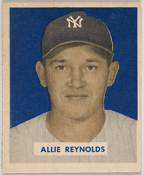 Allie Reynolds, part of the 1949 Bowman Baseball series (R406-2) issued by Bowman Gum Company., Bowman Gum Company, Commercial color lithograph 