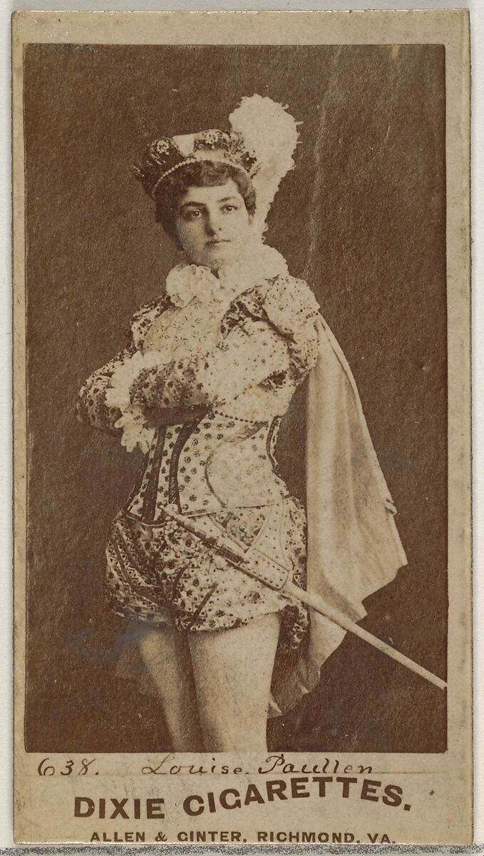 Card 638, Louise Paullin, from the Actors and Actresses series (N45, Type 7) for Dixie Cigarettes, Issued by Allen &amp; Ginter (American, Richmond, Virginia), Albumen photograph 