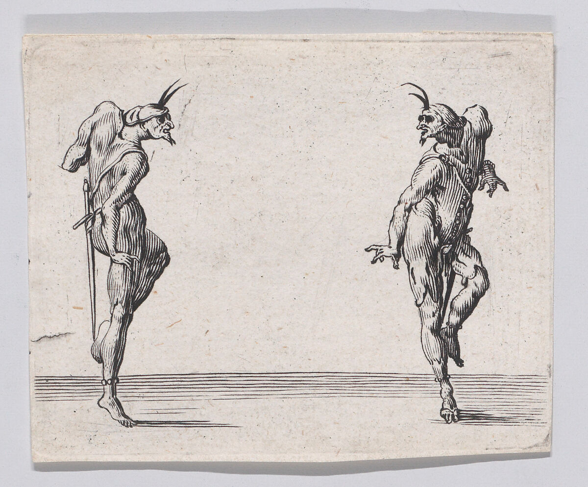 Reverse Copy of Les Deux Pantalons se Regardant (Men in Pantsuits Looking at Each Other), from "Les Caprices", Anonymous, Etching 