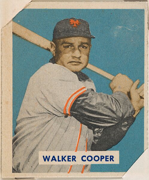 Walker Cooper, part of the 1949 Bowman Baseball series (R406-2) issued by Bowman Gum Company., Bowman Gum Company, Commercial color lithograph 