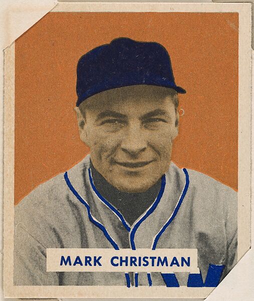Mark Christman, part of the 1949 Bowman Baseball series (R406-2) issued by Bowman Gum Company., Bowman Gum Company, Commercial color lithograph 