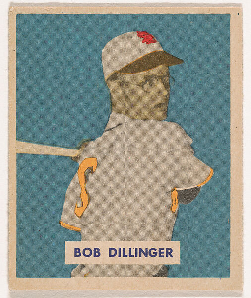 Bob Dillinger, part of the 1949 Bowman Baseball series (R406-2) issued by Bowman Gum Company., Bowman Gum Company, Commercial color lithograph 