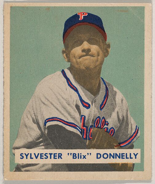 Sylvester "Blix" Donnelly, part of the 1949 Bowman Baseball series (R406-2) issued by Bowman Gum Company., Bowman Gum Company, Commercial color lithograph 