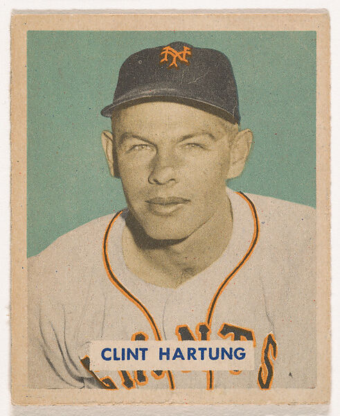 Clint Hartung, part of the 1949 Bowman Baseball series (R406-2) issued by Bowman Gum Company., Bowman Gum Company, Commercial color lithograph 
