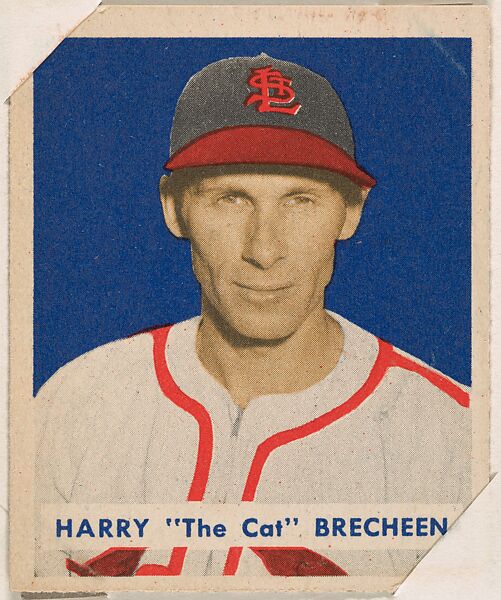 Harry "The Cat" Brecheen, part of the 1949 Bowman Baseball series (R406-2) issued by Bowman Gum Company., Bowman Gum Company, Commercial color lithograph 