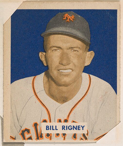 Bill Rigney, part of the 1949 Bowman Baseball series (R406-2) issued by Bowman Gum Company., Bowman Gum Company, Commercial color lithograph 