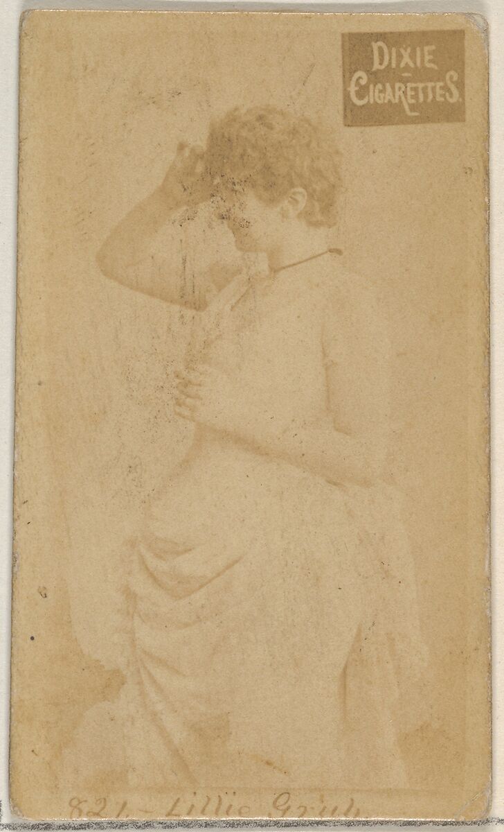 Card 821, Lillie Grub, from the Actors and Actresses series (N45, Type 7) for Dixie Cigarettes, Issued by Allen &amp; Ginter (American, Richmond, Virginia), Albumen photograph 