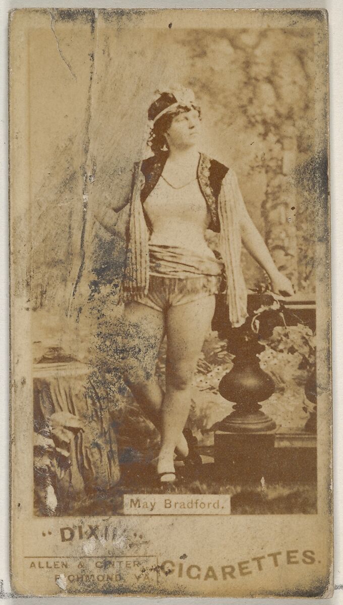 May Bradford, from the Actors and Actresses series (N45, Type 7) for Dixie Cigarettes, Issued by Allen &amp; Ginter (American, Richmond, Virginia), Albumen photograph 