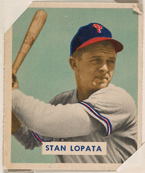 Stan Lopata, part of the 1949 Bowman Baseball series (R406-2) issued by Bowman Gum Company., Bowman Gum Company, Commercial color lithograph 